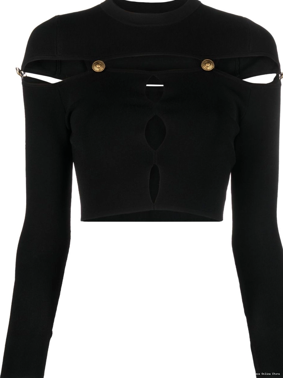 top Versace Women ribbed-knit Jeans Couture cut-out cropped 0820